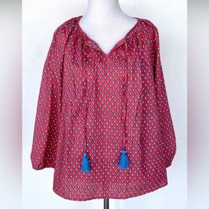 J Crew Cotton Raglan Popover Blouse Size S peasant blouse